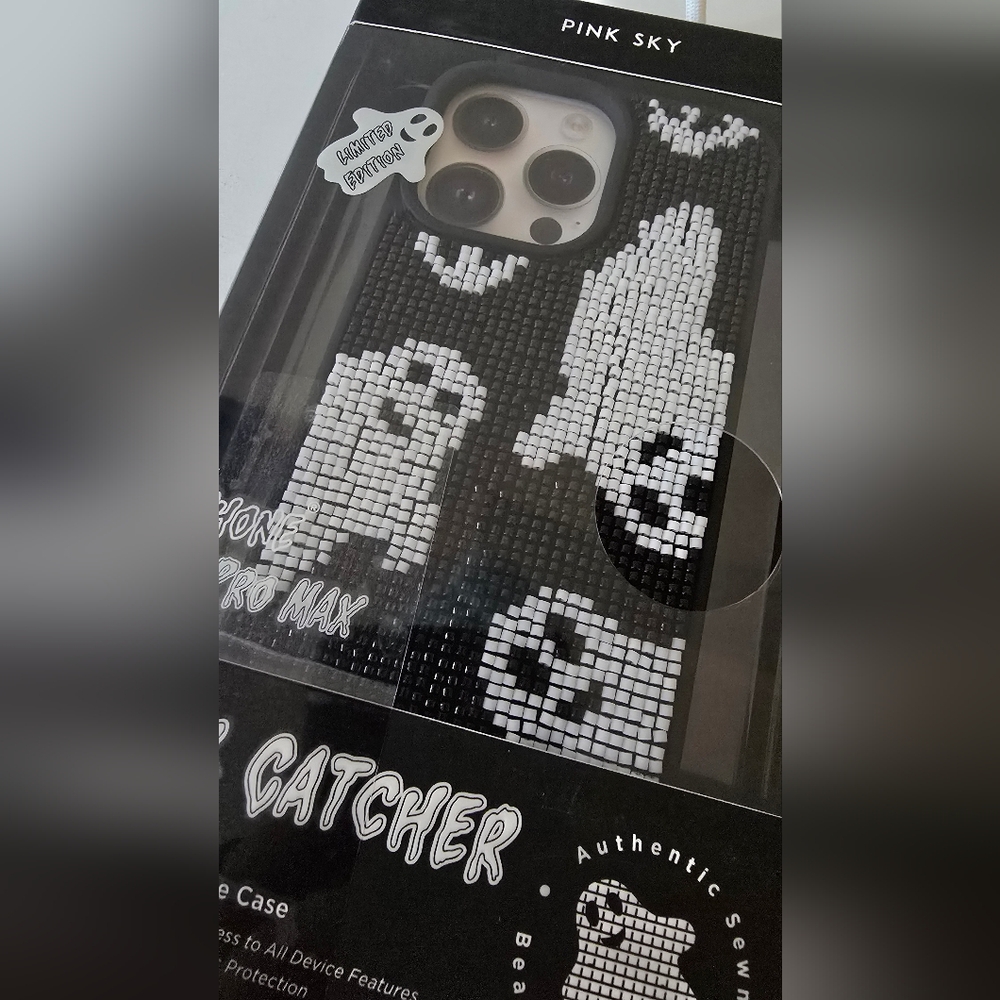 Pink Sky “Soul Catcher” iPhone 15 Pro Max Case – Beaded Ghost Design – Limited - Picture 2 of 4